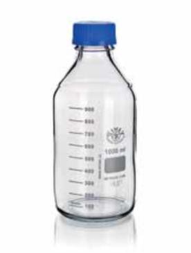 Бутыль 100 мл, БС до 500 °С, d горла внешний 45 мм, с завинчивающейся крышкой, круглая, светлое стекло, 1 шт/уп