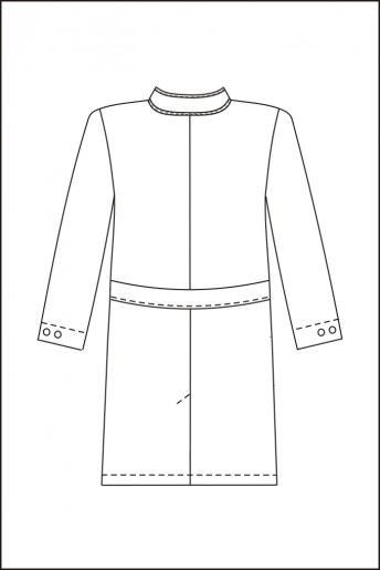 Халат лабораторный мужской, хлопок/полиэстер, воротник-стойка, застёжка на пуговицах, белый, схема изделия, вид сзади, 1 шт., ЛТО