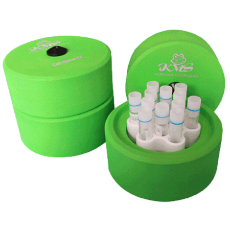Штатив для замораживания криопробирок 1-2 мл, 12 мест, скорость замораживания 1 °C/мин, зеленый, CellHome-12, Kemesser