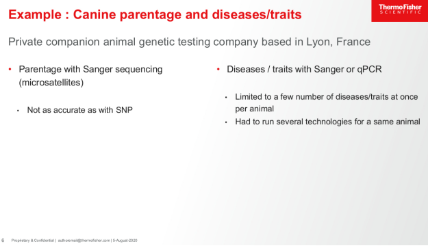 Example: Canine parentage and diseases/traits