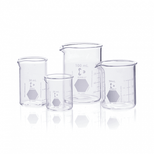 Стакан 1500 мл стеклянный, градуировка, низкий, 165х120 мм, 16 шт/уп, Duran (DWK)