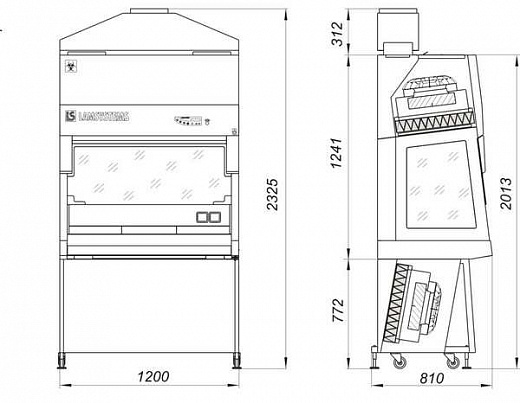 Бокс (шкаф) биологической безопасности, класс II (тип B2), ширина рабочей поверхности 120 см, БМБ-II–