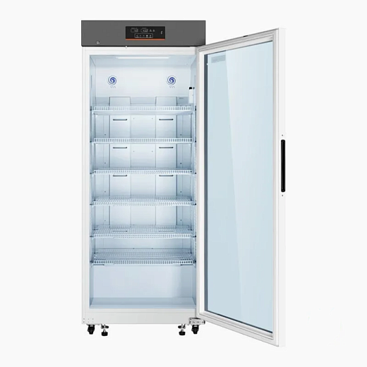 Холодильник, 606 л, +2…+8 °С, стеклянная дверь, MС-5L606, Midea, Китай (с открытой дверью)