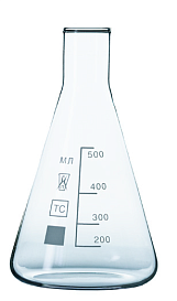 Колба Эрленмейера 250 мл, БС, узкое горло, 1 шт., Россия