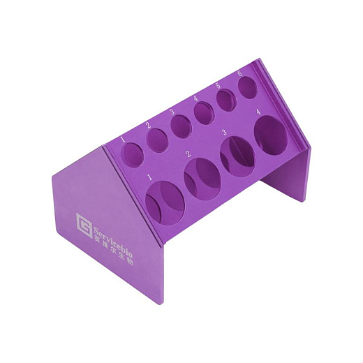 Штатив для пробирок 15, 50 мл, 10 мест, алюминиевый сплав, наклонный, фиолетовый, Servicebio, Китай