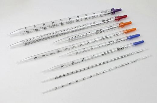 Пипетка 10 мл, серологическая, ПС, стерильная, индивидуальная пластик. упаковка, 200 шт./уп. Фото 1