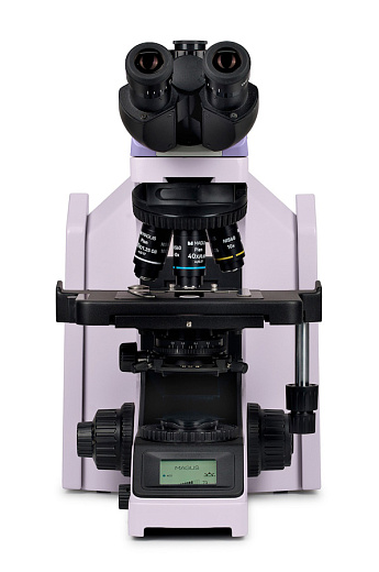 Микроскоп Magus Bio 270T, прямой, тринокуляр, СП, планахромат 4×, 10×, 40×, 100× (вид спереди)