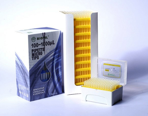 Наконечники до 10 мкл, универсальные, удлиненные, стерильные, без фильтра, прозрачные, 96 шт./упак., 1920 шт./кор., Jet Biofil, Китай