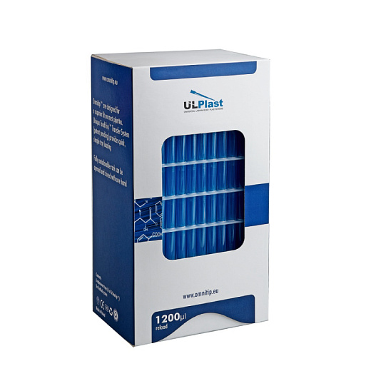 Наконечники до 1200 мкл (от 100 мкл), длина 84 мм, голубые, Omnitip, 6 кассет х 96 шт.