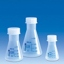 Колба Эрленмейера 50 мл, ПП, винтовая крышка, 1 шт.