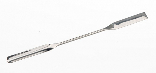 Микролопатка полузакруглённая двухсторонняя, длина 185 мм, лопатка 50×9 мм, диаметр ручки 3 мм, нержавеющая сталь, тип 2