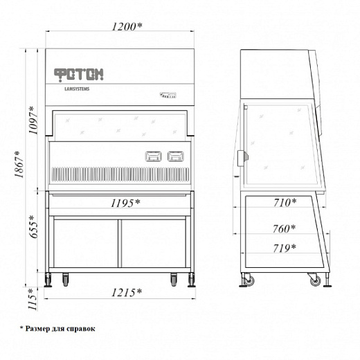 Бокс (шкаф) биологической безопасности, защита продукта, вертикальный поток, ширина рабочей поверхности 120 см, БАВнп-01-