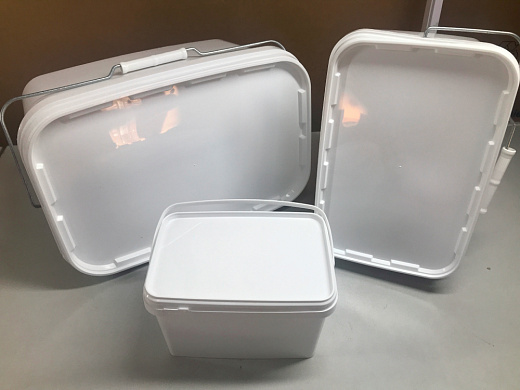 Ведро, 11 л, прямоугольное, крышка белая, металлическая ручка, белый полипропилен, Россия