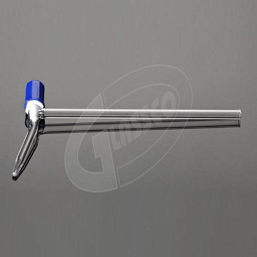 Кран химический, одноходовой, боковой, угол 90°, стекло, ПТФЕ, 10 шт./уп., Glassco