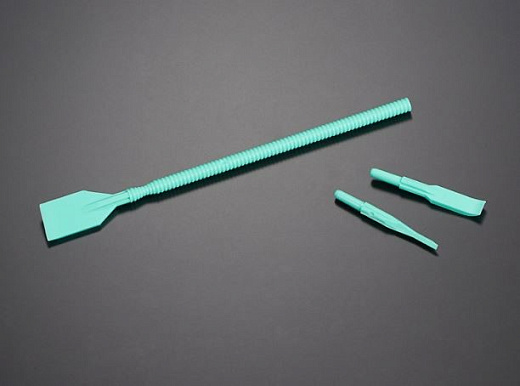 Скребок для клеток, двухсторонний, узкая лопасть, 2,5 мм, зеленый, стерильный, ПЭ, инд., упак., 100 шт./кор., Jet Biofil, Китай