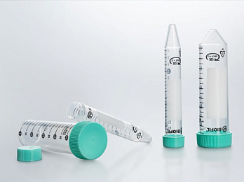 Пробирки 50 мл, ПП, резьбовые, конические, крышка заглушка, стерильные, 12000 g, бумажный штатив, 25 шт./штат., 500 шт./кор., Jet Biofil