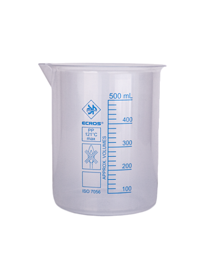 Стакан 500 мл, ПП, с носиком, с градуировкой, низкий, 96/87х116 мм, 1 шт./уп.