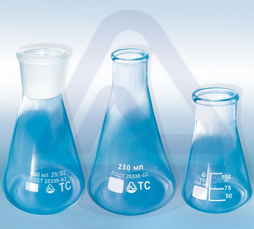 Колба коническая Кн-3-500-34, 500 мл, диаметр 105 мм, высота 170 мм, d горла 34 мм, шкала