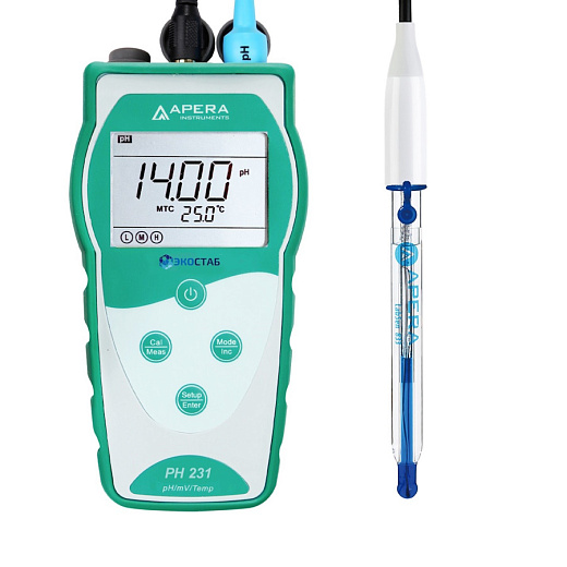рН-метр, 0-14±0,01, портативный, электрод LabSen 841, PH231SA, серия 230, для щелочных растворов, Apera Instruments