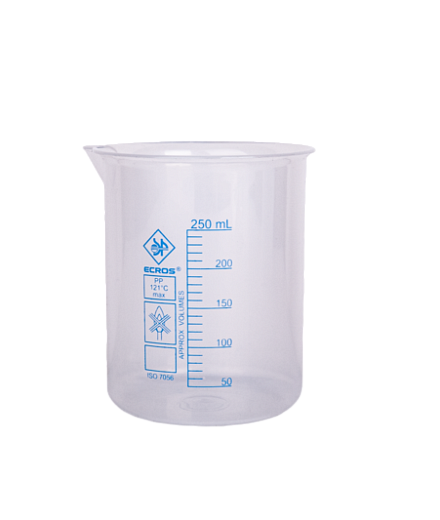 Стакан 250 мл, ПП, с носиком, с градуировкой, низкий, 58,5/52х70 мм, 1 шт./уп.