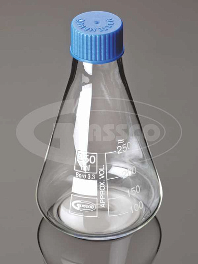 Колба Эрленмейера 50 мл, стекло, до 500 °С, с завинч. крышкой, 2 шт/уп.