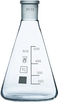 Колба коническая с пришлифованной горловиной Кн-1, без шкалы, шлиф 45/40, Россия