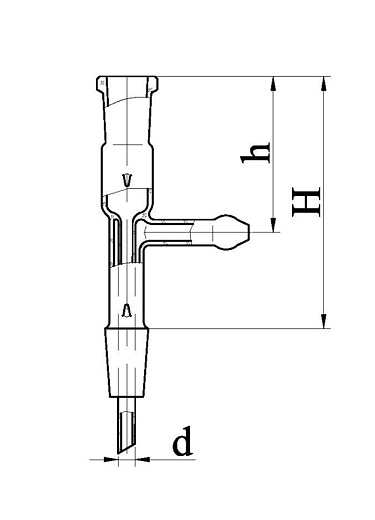Аллонж прямой с отводом, 14/23-29/32, схема